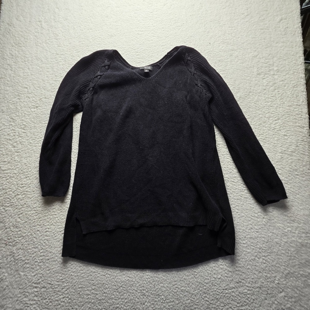 A.n.a A New Approach Sweater Tunic Womens XL Gray V Neck Long Sleeve Knit Raglan